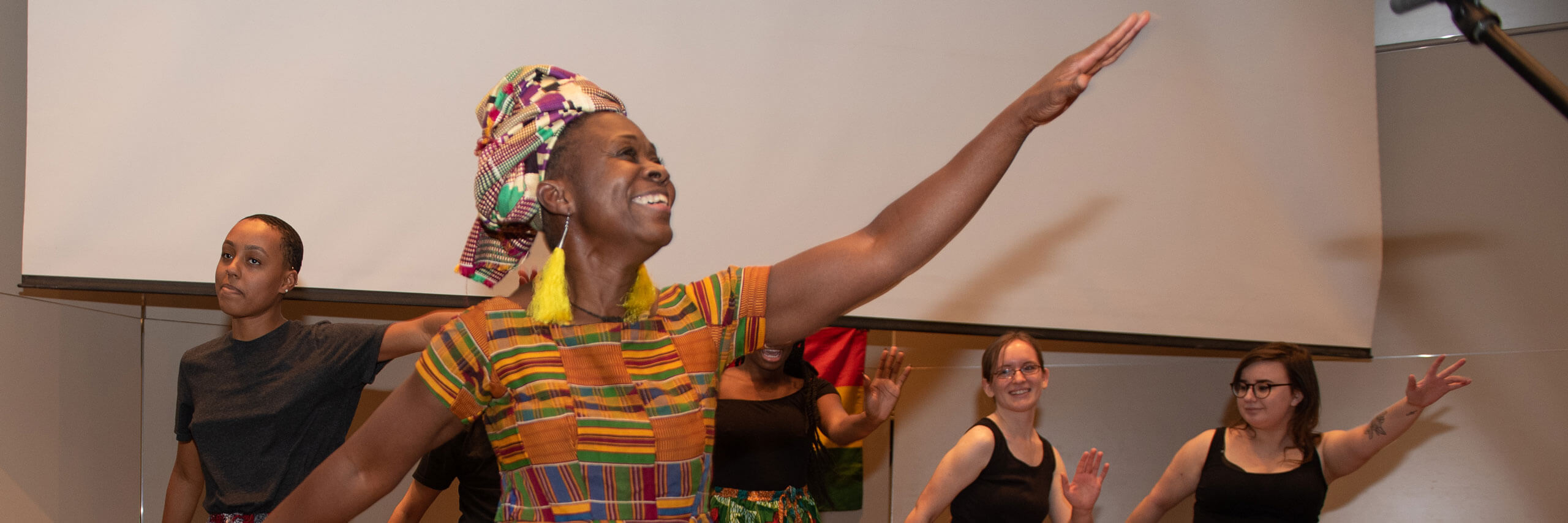 An African Drumming and Dance class performs.