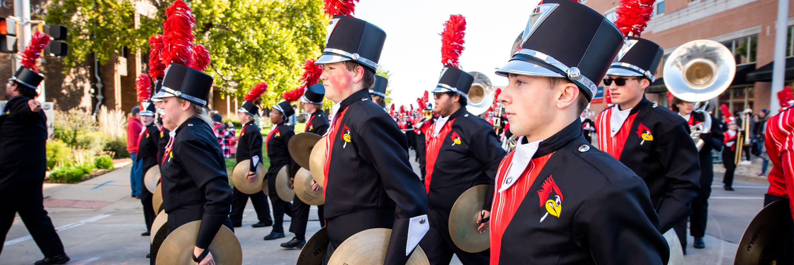 The BRMM Drumline marches in the Labor Day parade.