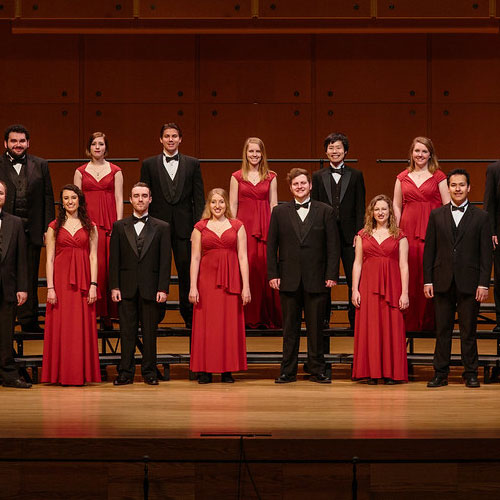 The Madrigal Singers on stage.
