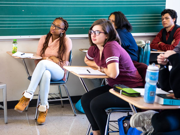 Students pay close attention during a theatre class.